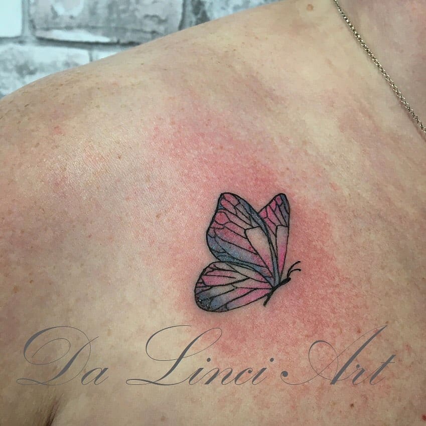 Small Colored Butterfly Tattoos linda_dalinciart