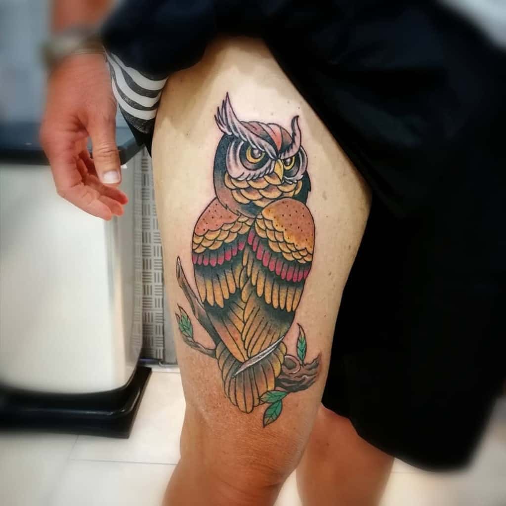 Small Colored Owl Tattoos franco.iemma.tattooer