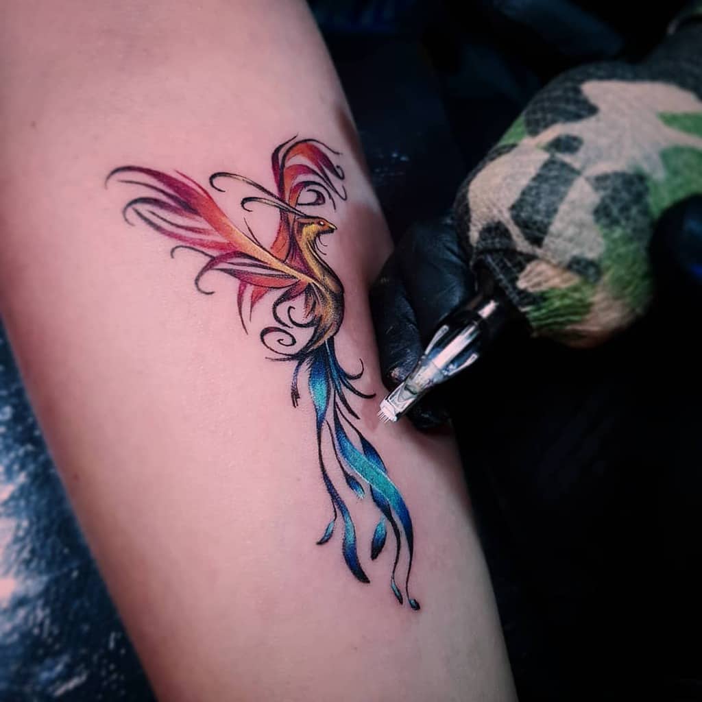 Small Colored Phoenix Tattoos nicocabrera_art