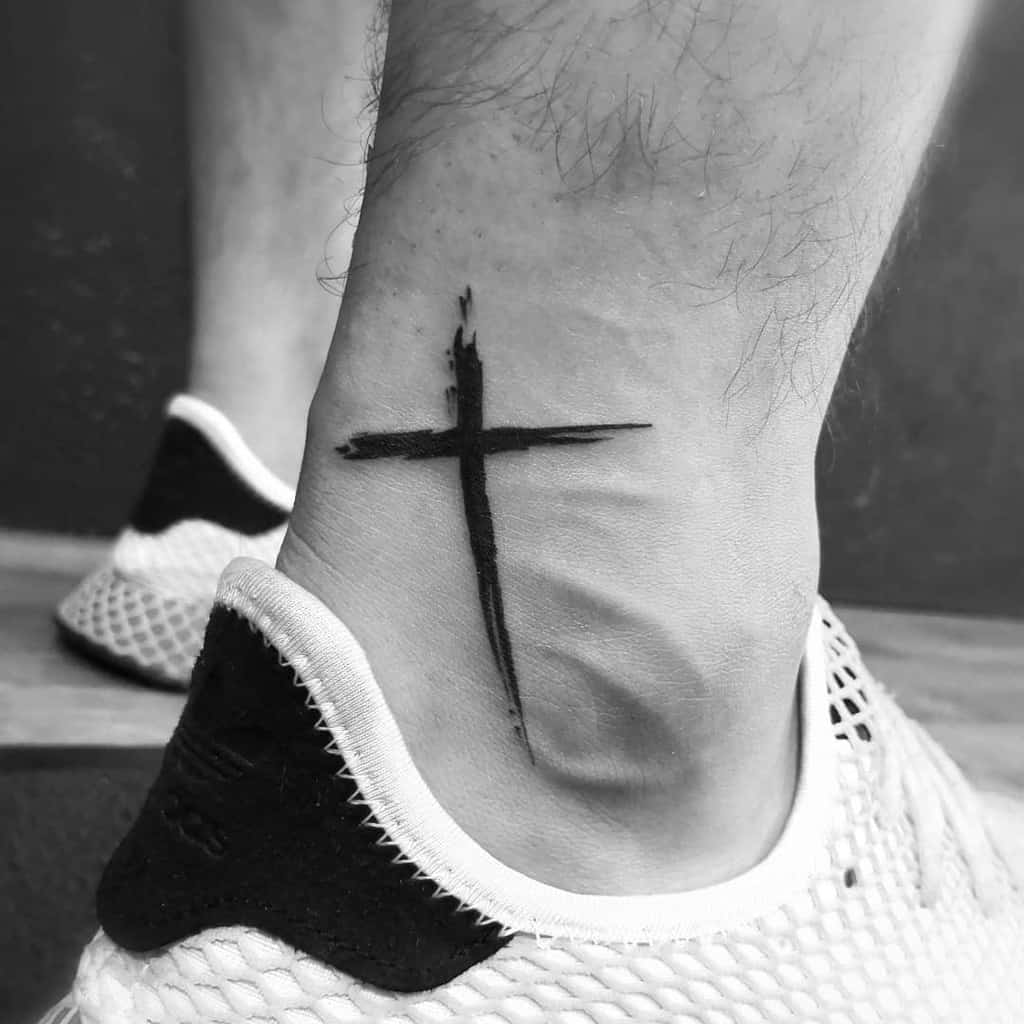 Small Cross Ankle Tattoo 2 gabikatattoo