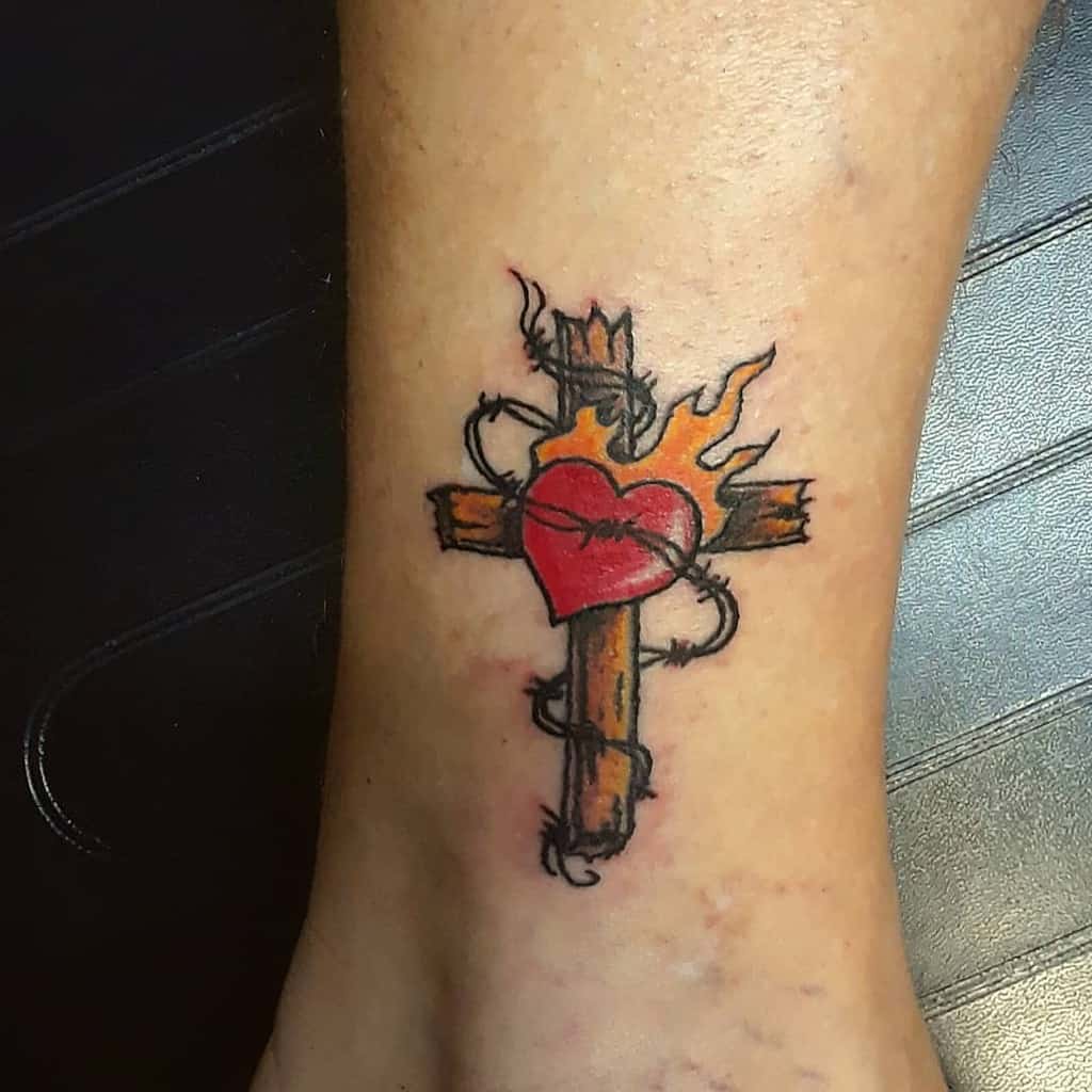 Small Cross Ankle Tattoo Jesseca Pea