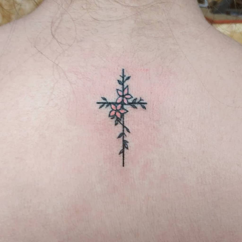 Small Cross Back Tattoo Ginebratattoo