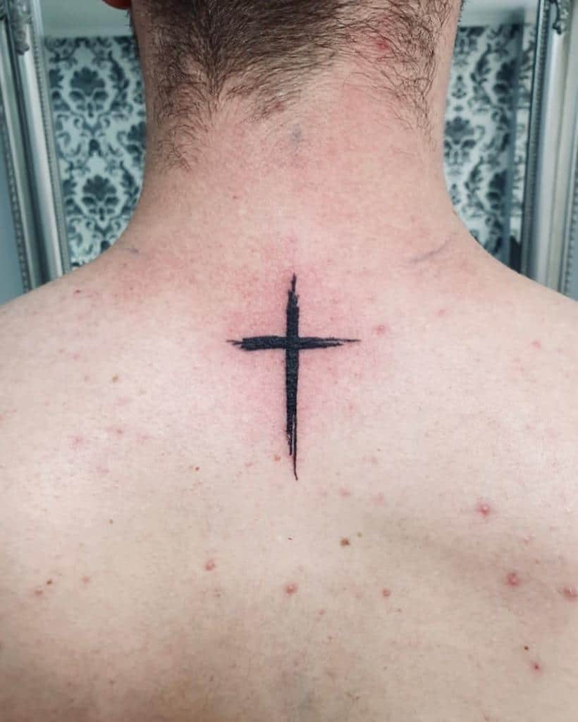 Small Cross Back Tattoo Mustd 6