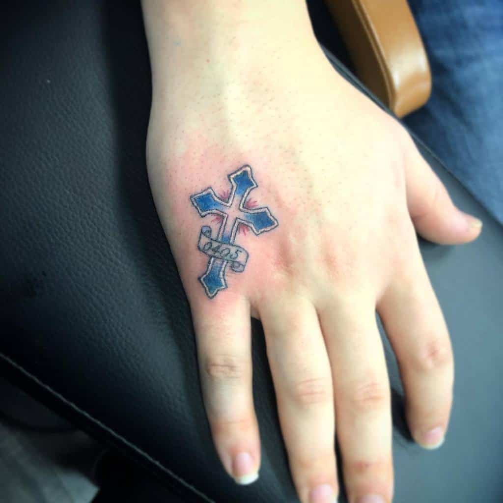 Small Cross Hand Finger Tattoo Amynguyenart