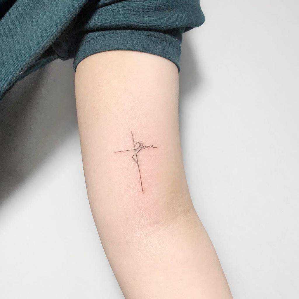 Small Cross Upper Arm Tattoo Noul Tattoo