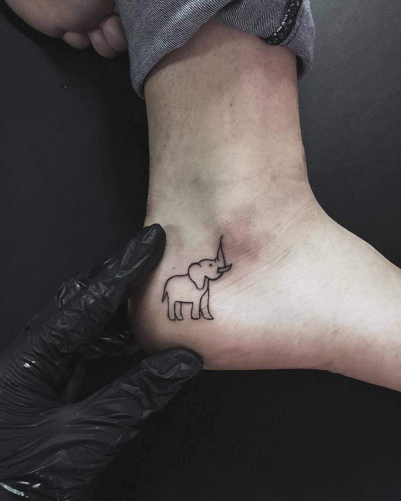 Small Elephant Ankle Foot Tattoo Alinaandreev