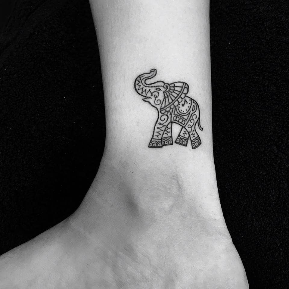 Small Elephant Ankle Foot Tattoo Anahatayogatoulouse