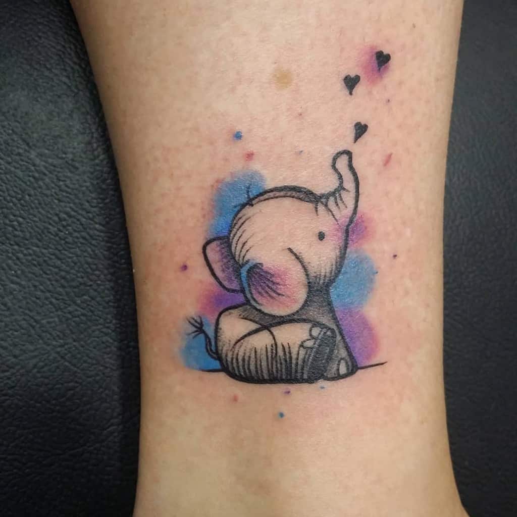 Small Elephant Colored Tattoo Javimetaltattoo