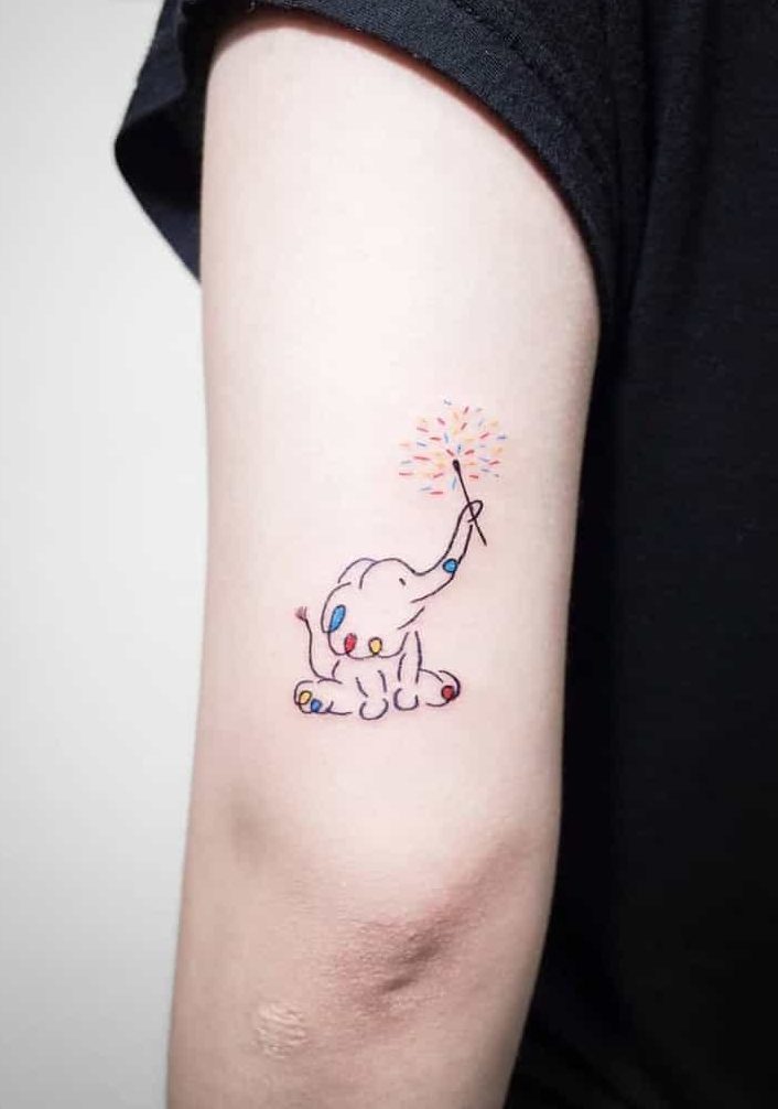 Small Elephant Colored Tattoo Remember Me Tattoo