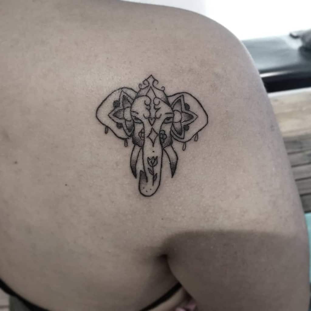 Small Elephant Shoulder Tattoo Jesi.f.tattoo