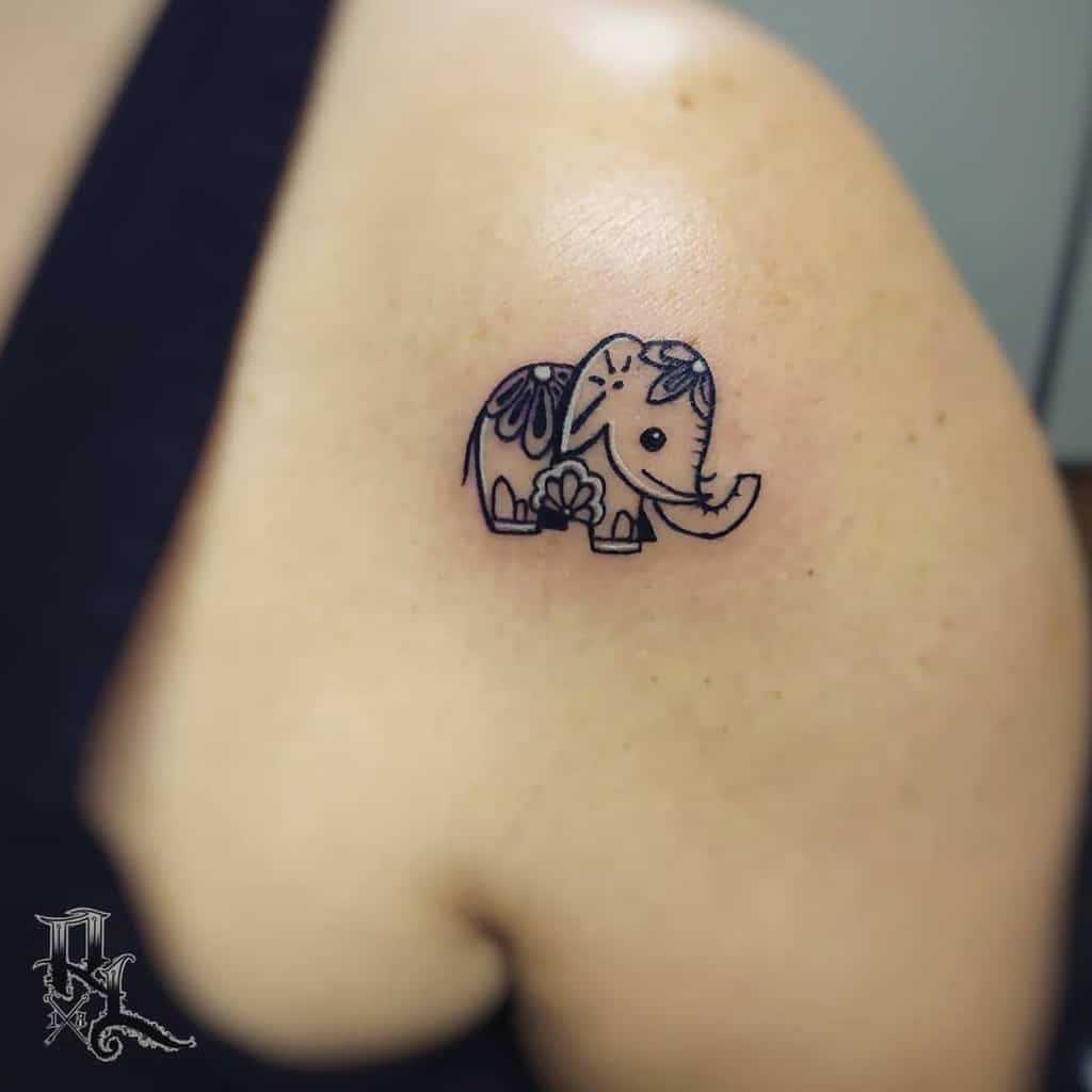 Small Elephant Shoulder Tattoo Ricardotattoo13