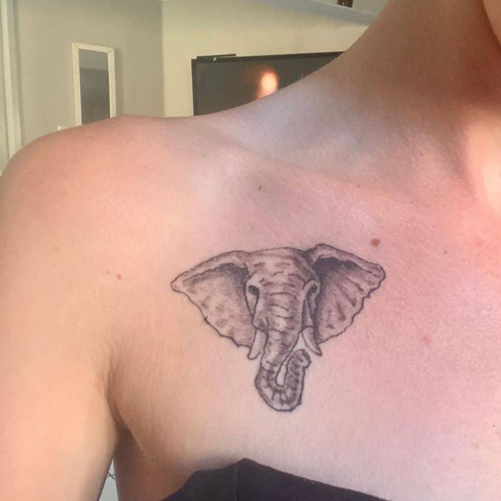 Small Elephant Shoulder Tattoo Rosanerotattoostudio