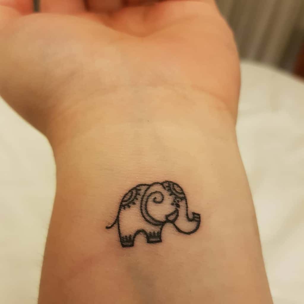 Small Elephant Wrist Tattoo Aleinwonderland9087
