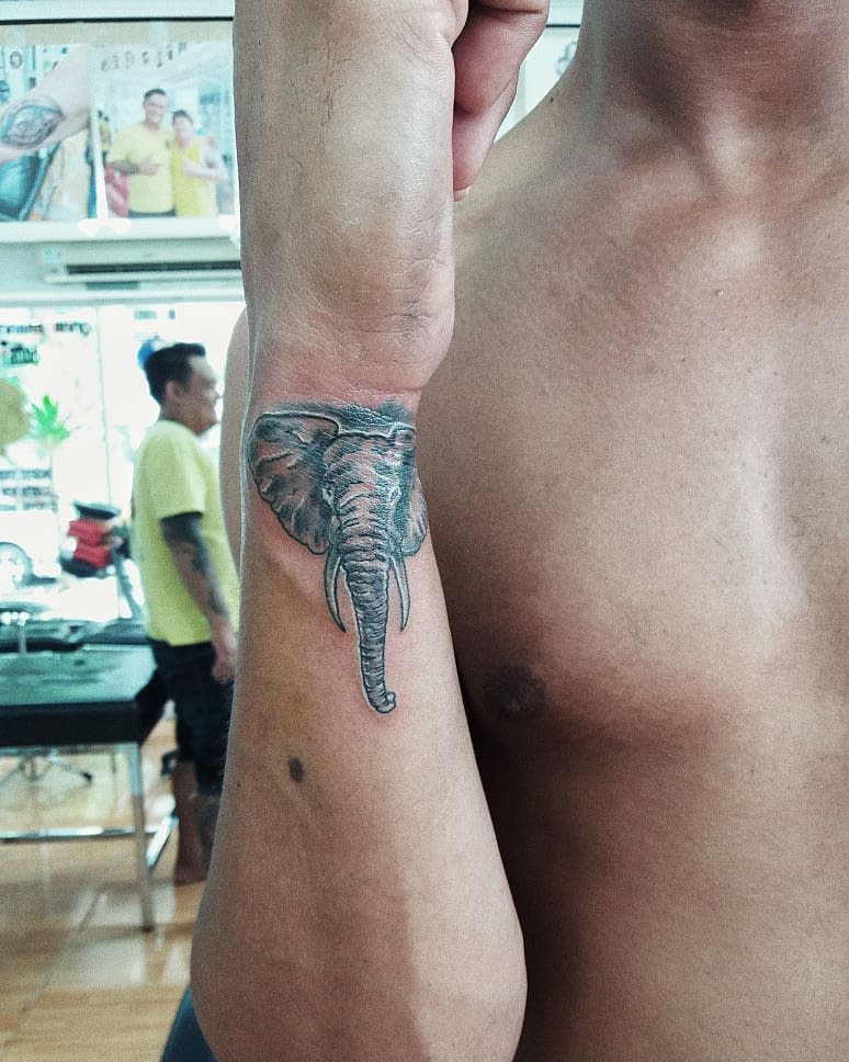 Small Elephant Wrist Tattoo Takecaretattoo