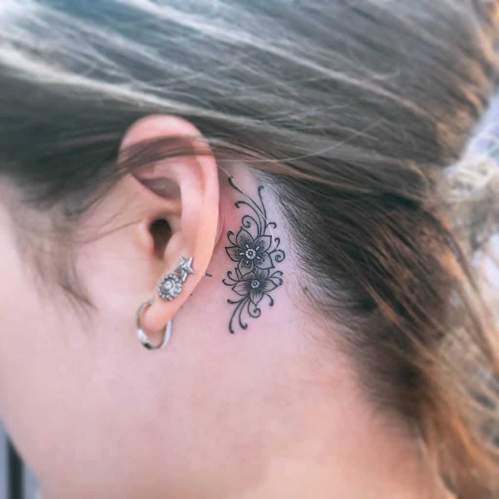 Small Flower Ear Tattoos Reikotattoo