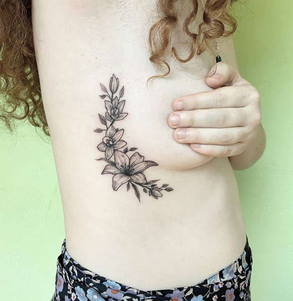 Small Flower Rib Tattoos Bamorganictattoo