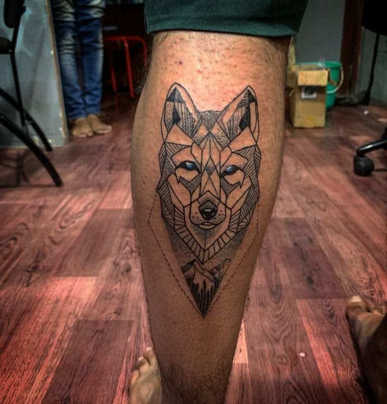 Small Geometric Wolf Tattoo _shree_ganesh_tattoo_