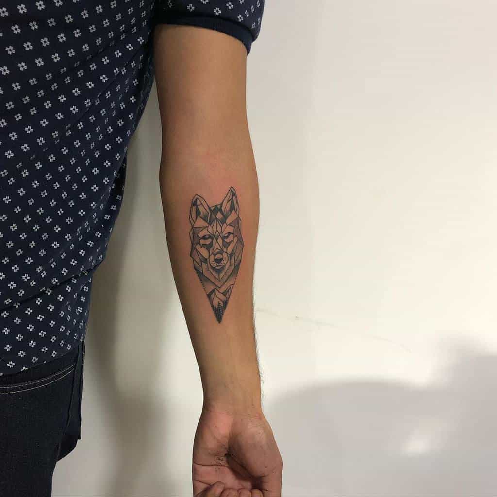 Small Geometric Wolf Tattoo davidpaez07