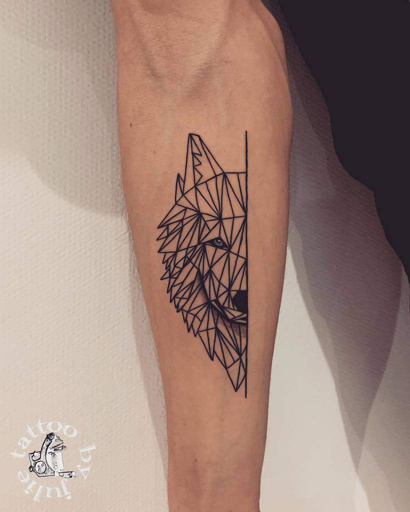 Small Geometric Wolf Tattoo tattoobyjulie