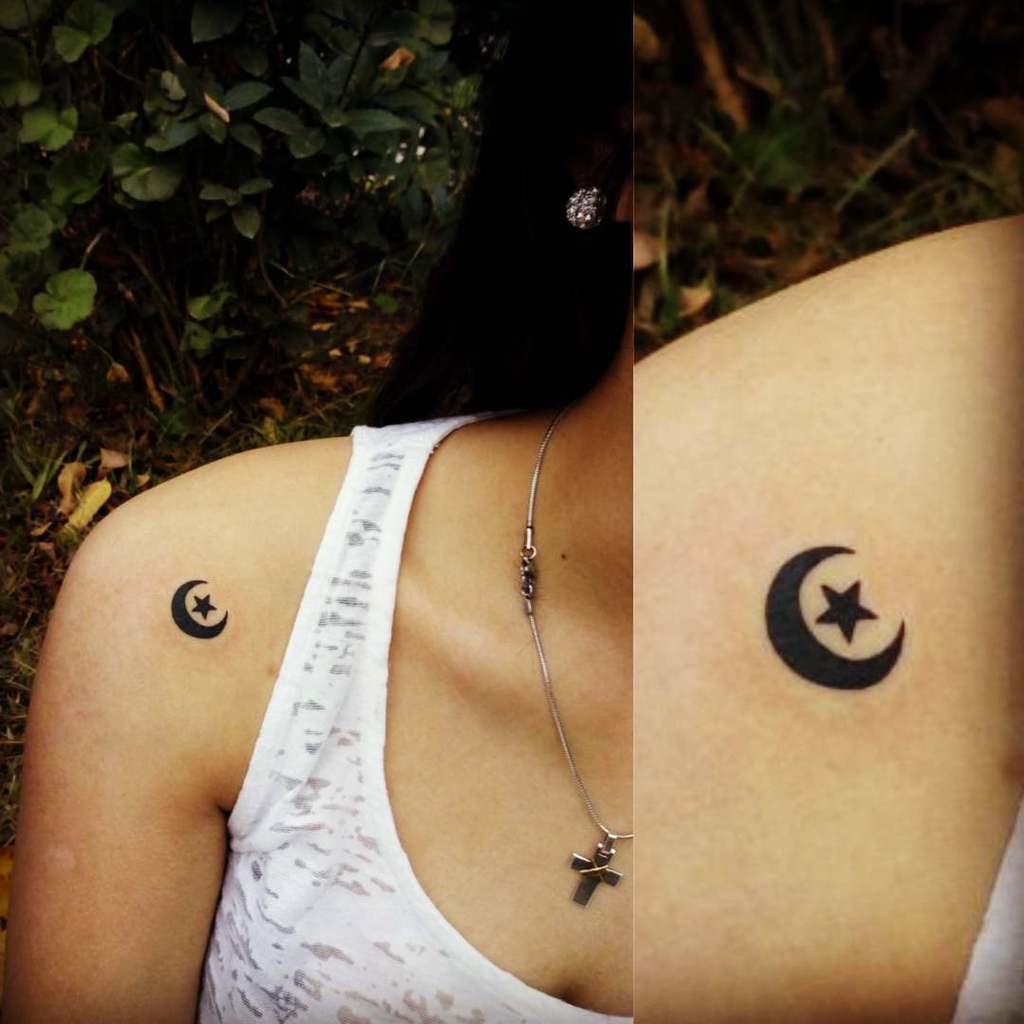 Small Moon and Stars Tattoo indomitatattoo