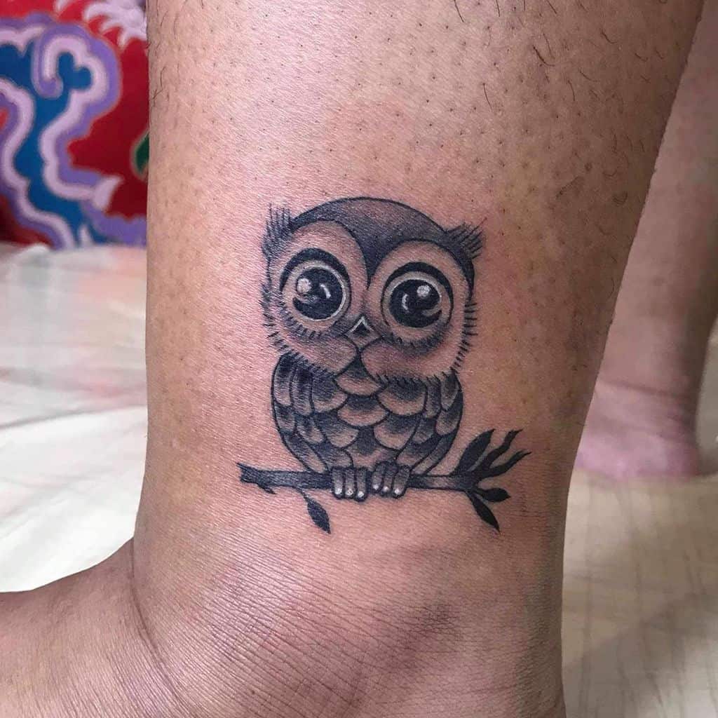 Small Owl Ankle Tattoos nutdub