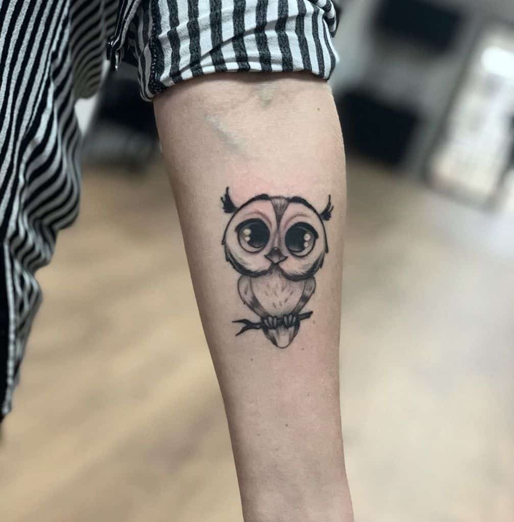 Small Owl Forearm Tattoos kaser_ink