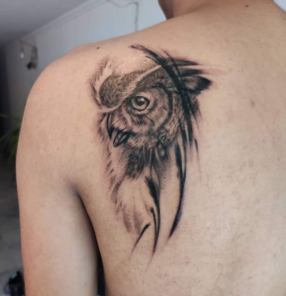Small Owl Shoulder Tattoos ammar_wakil