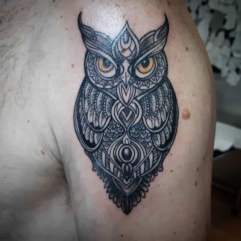 Small Owl Shoulder Tattoos el_tito_elias