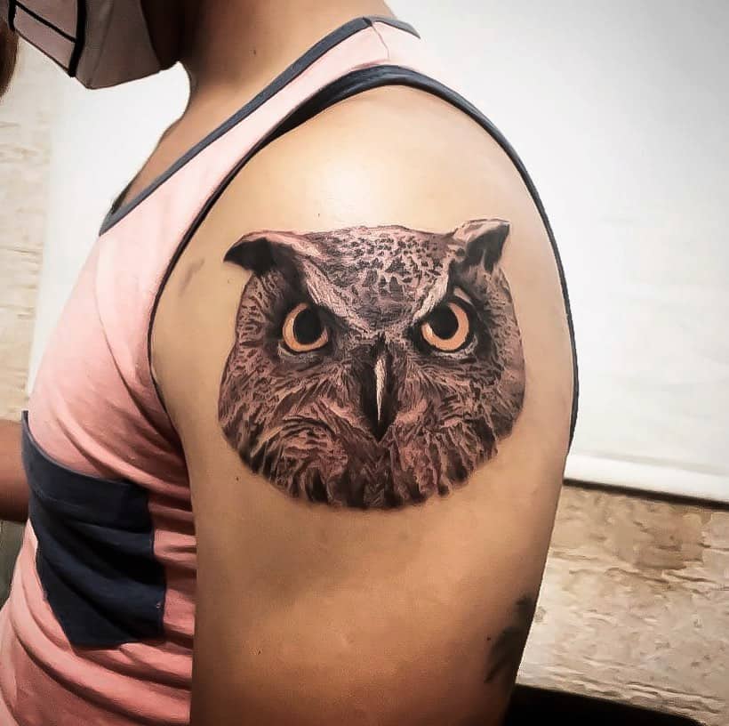 Small Owl Shoulder Tattoos sadidgarcia
