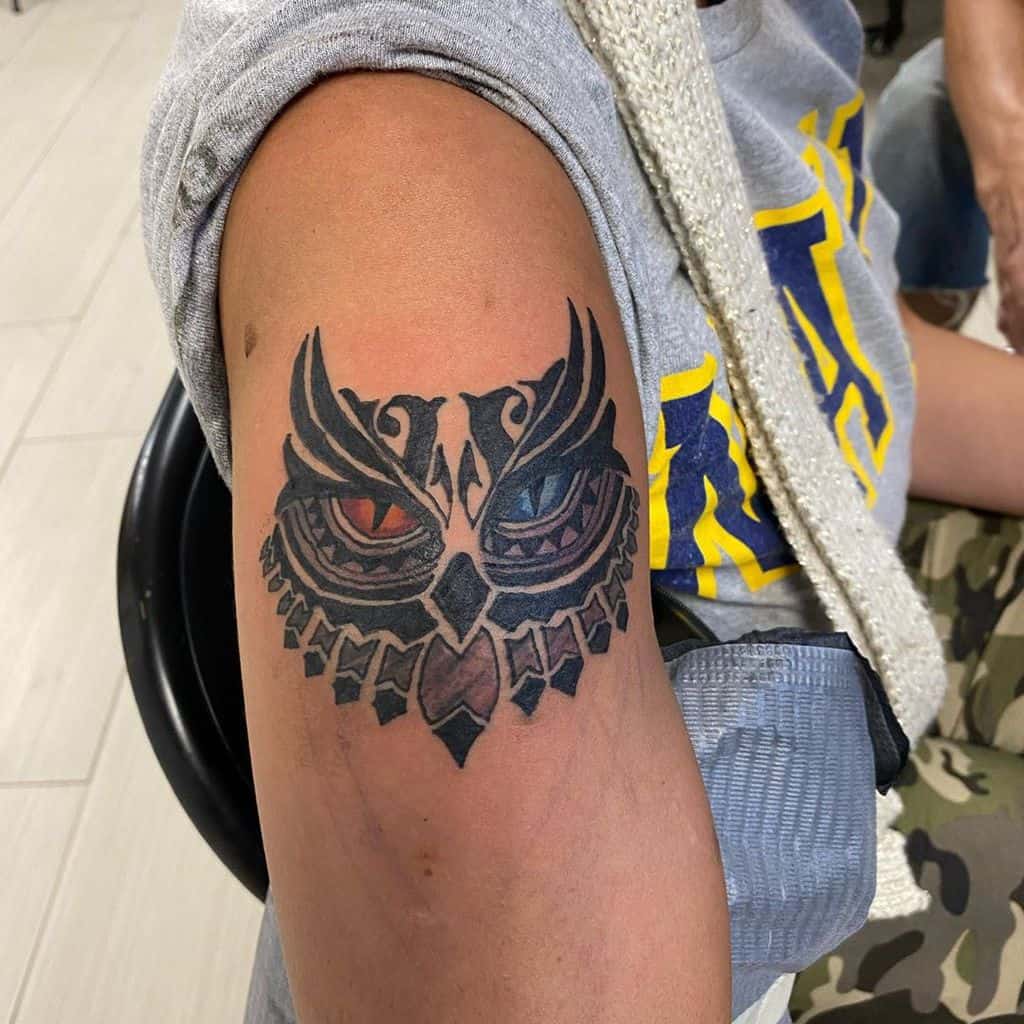 Small Owl Upperarm Tattoos zach.hall_tattoos
