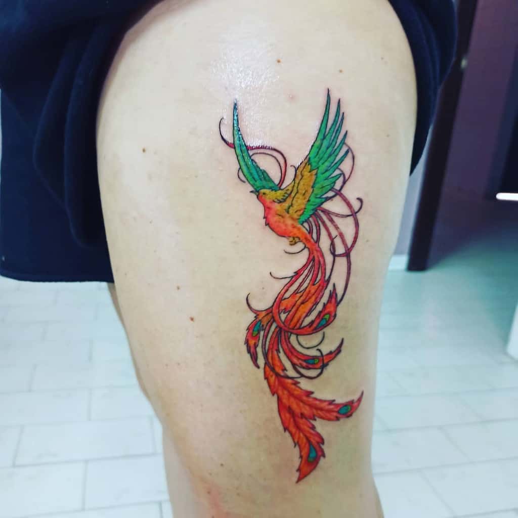 Small Phoenix Thigh Tattoos luiginuccitattooma