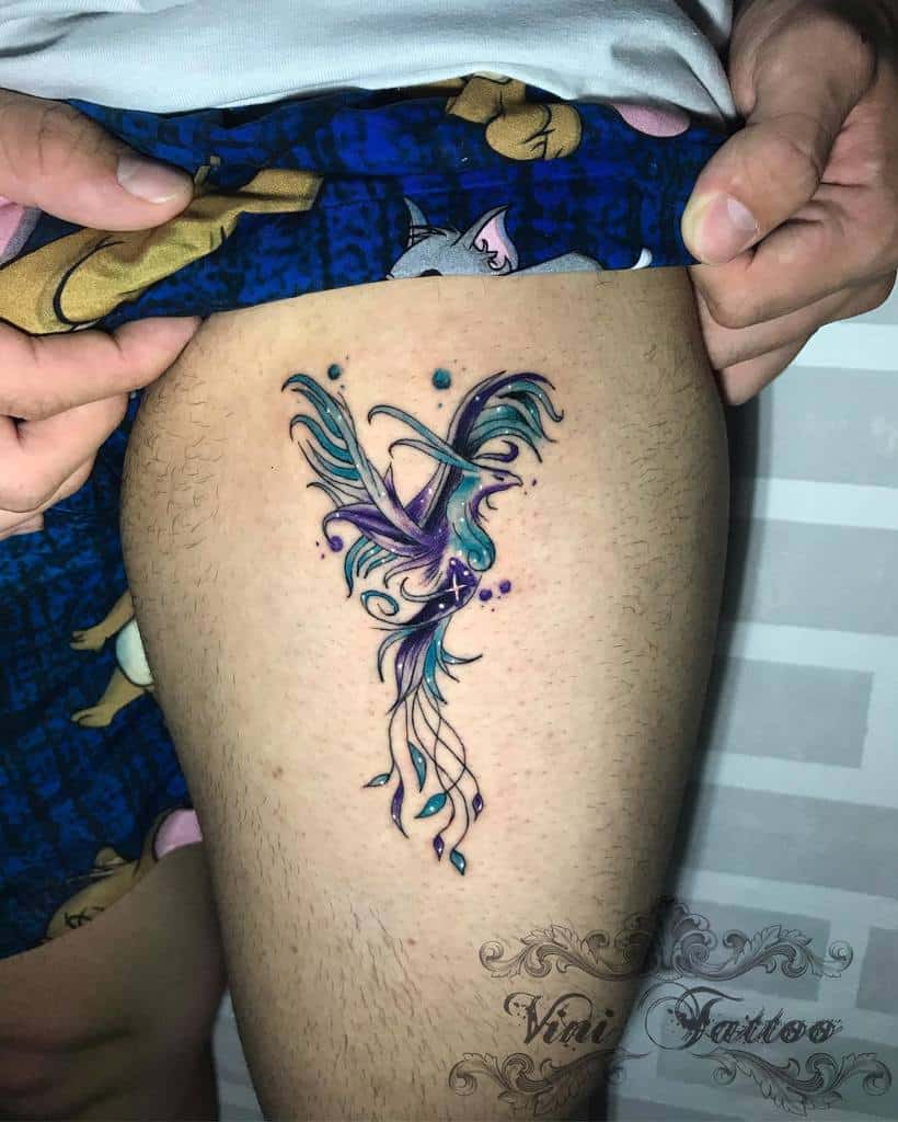 Small Phoenix Thigh Tattoos vii.nii_tattoo