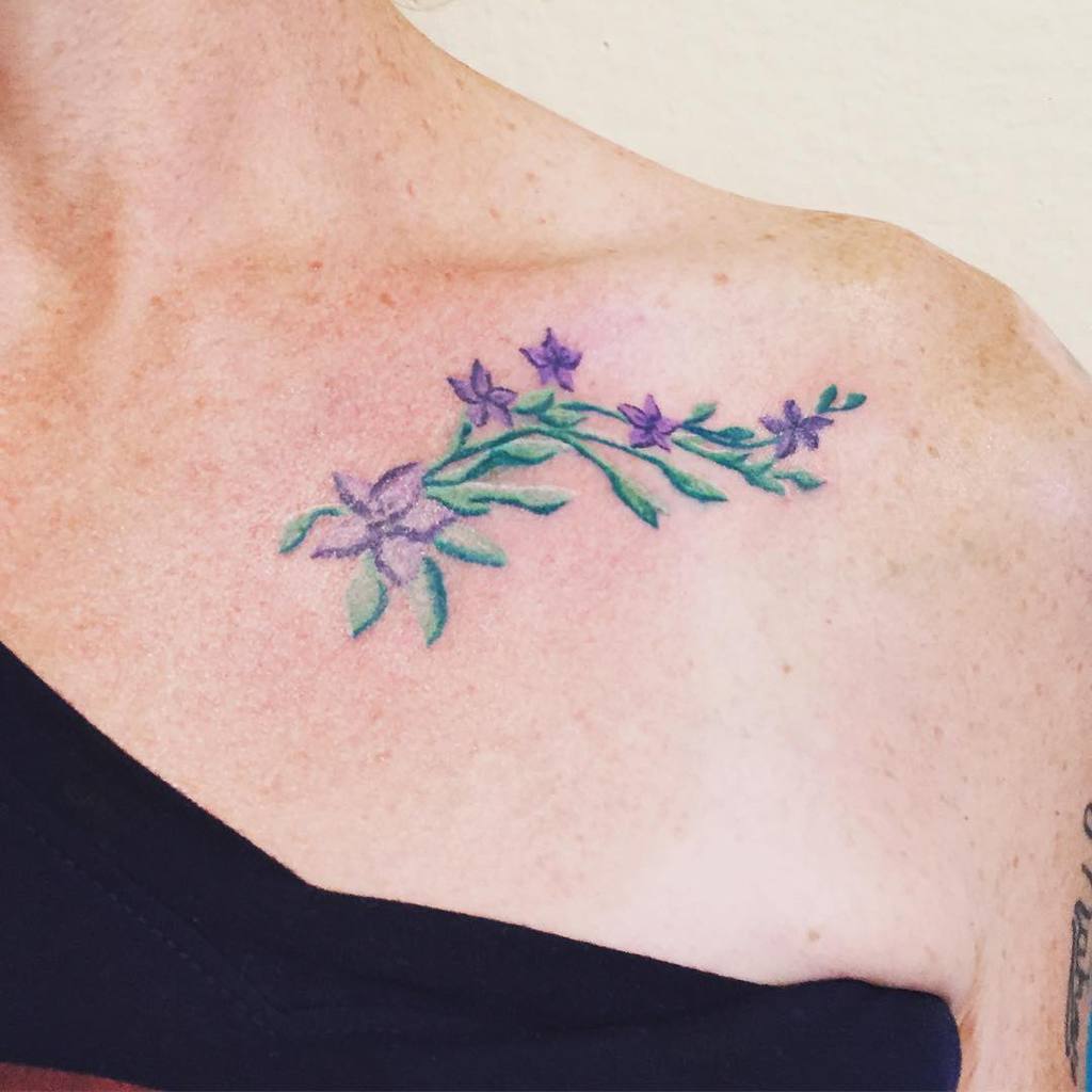Small Purple Flower Tattoo mom_n_pop_tattoo