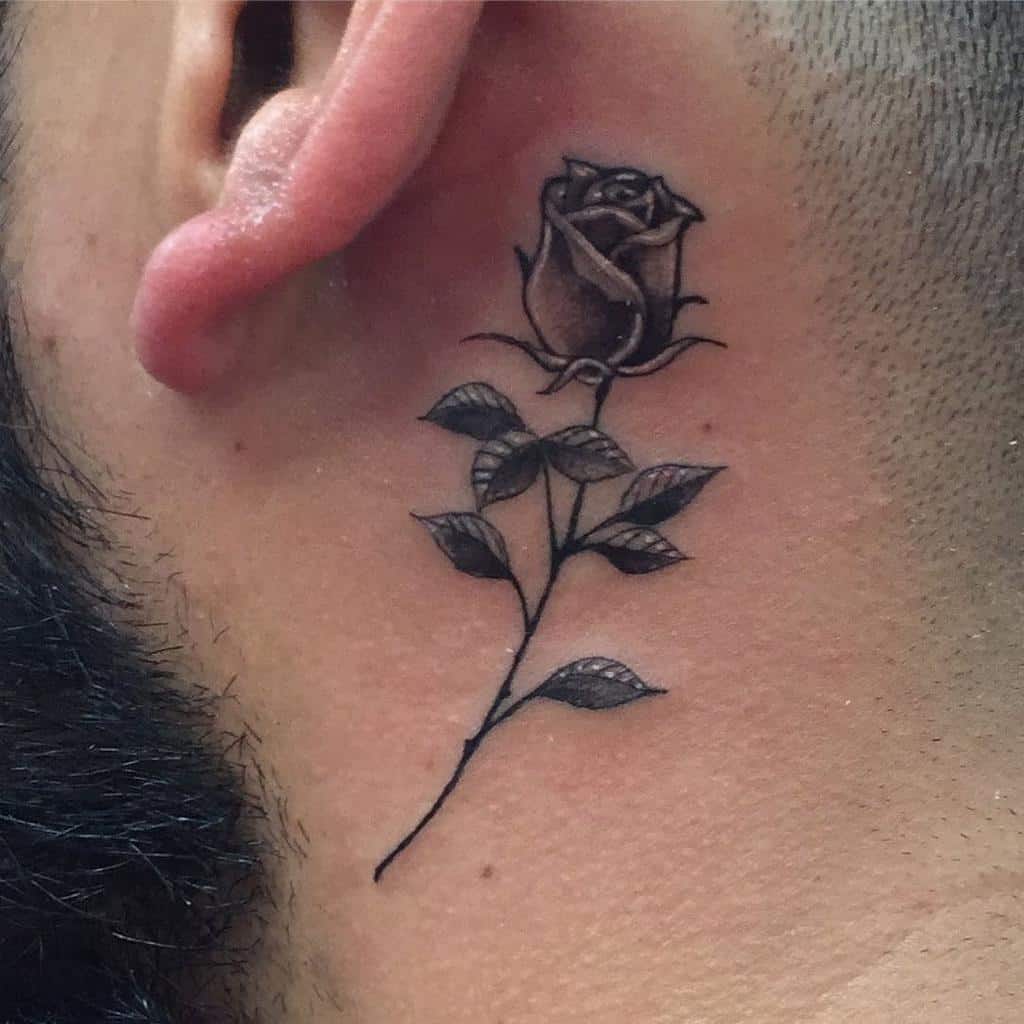 Ear Rose tattoo women at theYoucom
