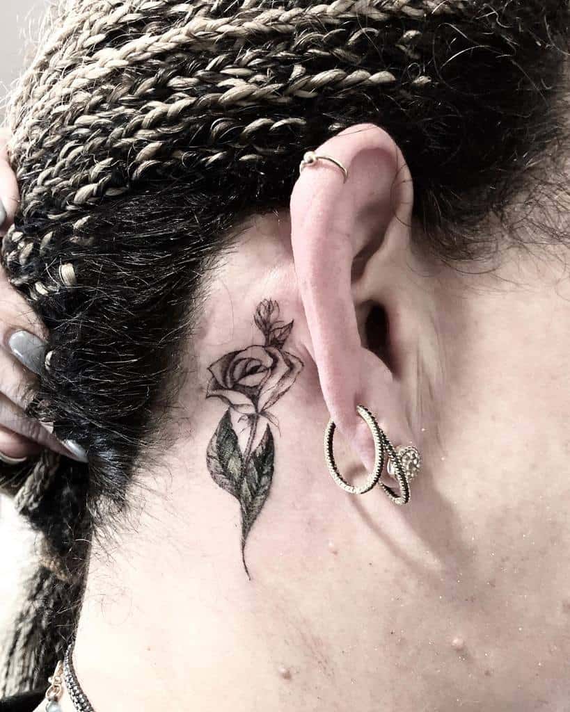 Small Rose Ear Tattoos Noaholinger