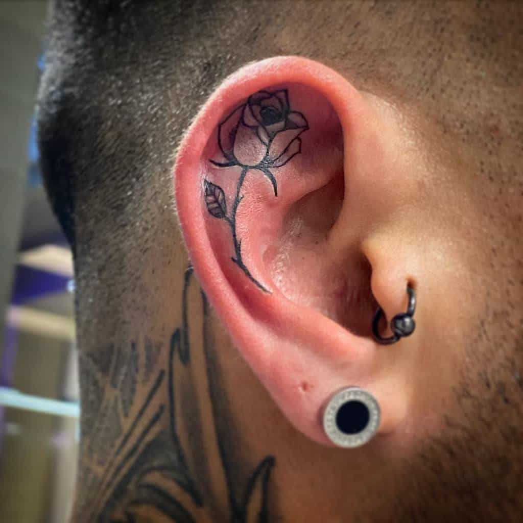 Small Rose Ear Tattoos Sopiarts