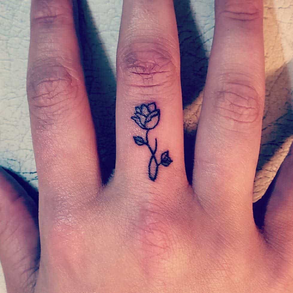 Small Rose Hand Finger Tattoos Tattoosbykatelyn