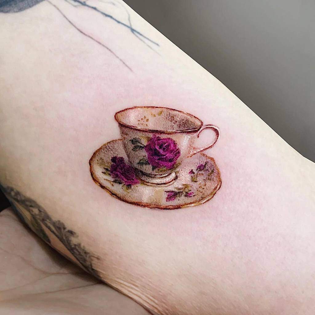 Small Simple Teacup Tattoo Ink Yjee