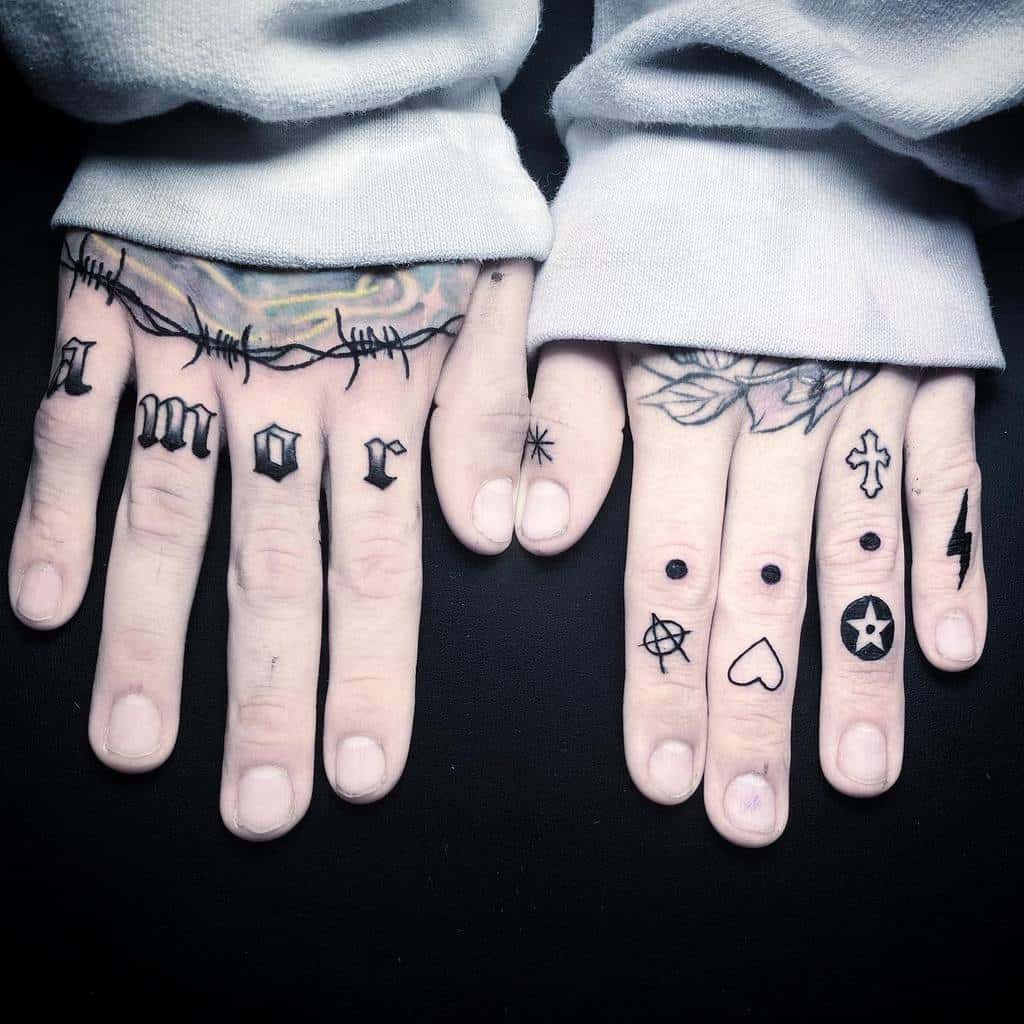 Small Symbol Finger Tattoos ant_tatts