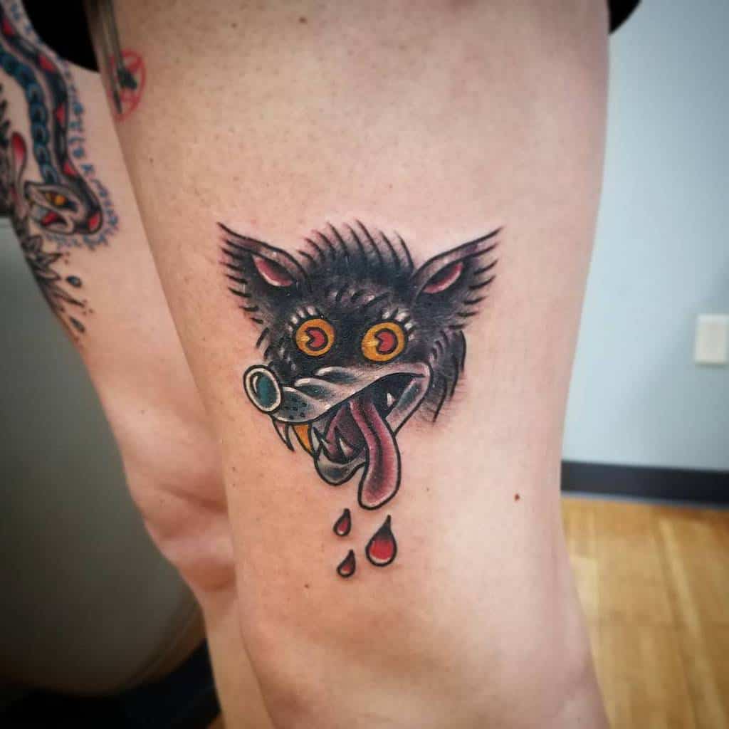 Small Traditional Wolf Tattoo wes.broske