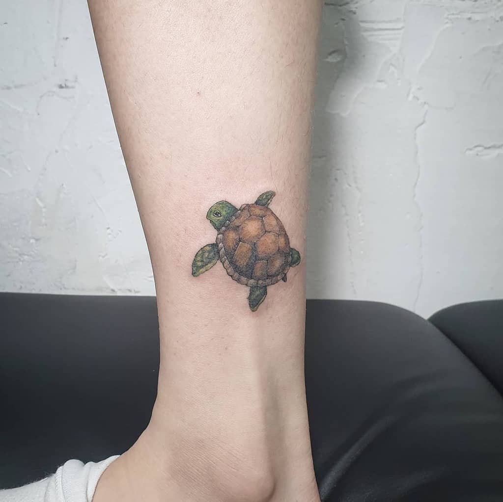 Small Turtle Ankle Tattoos ringerink_omeae