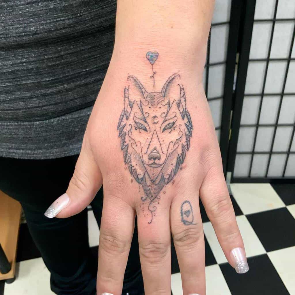 Small Wolf Hand Finger Tattoo acid_tattooer