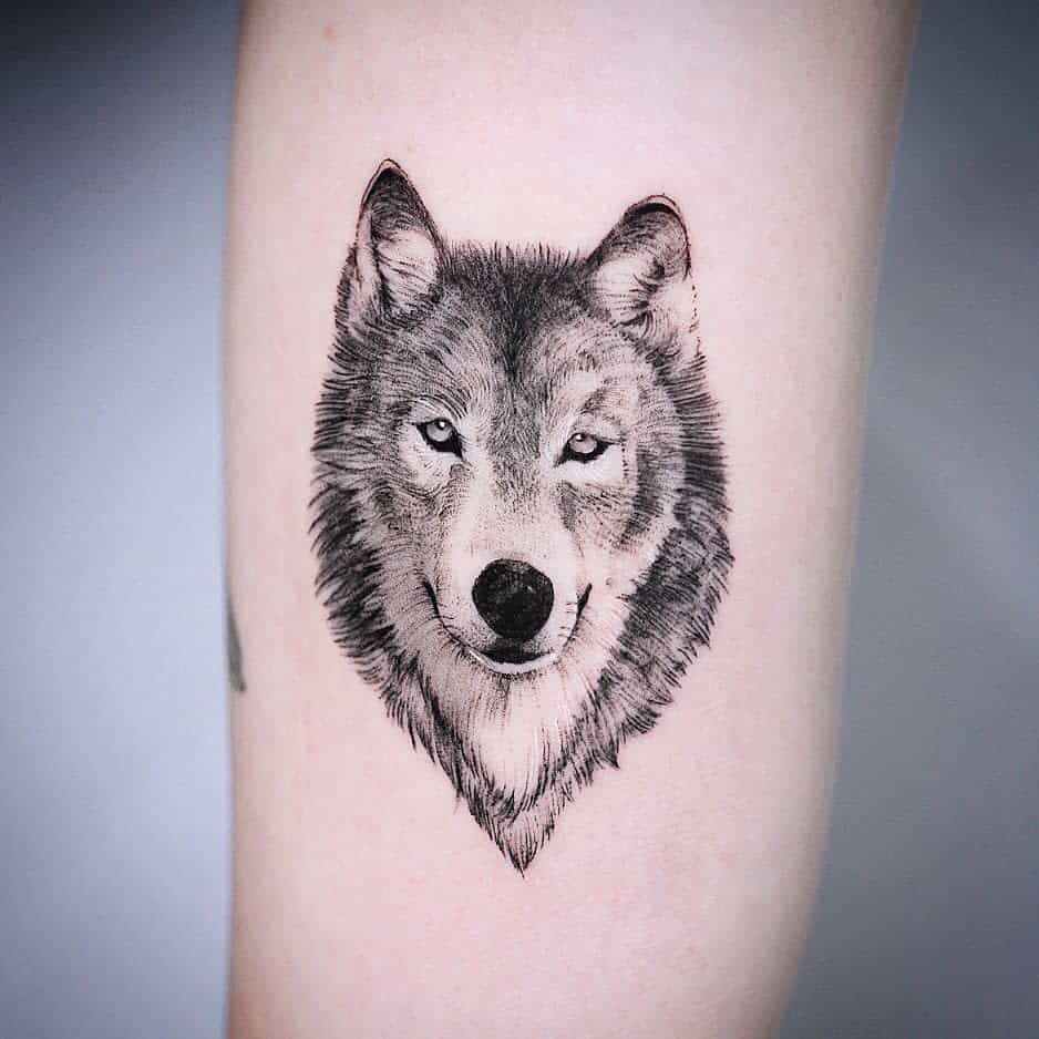 Small Wolf Realistic Tattoo honma_tat