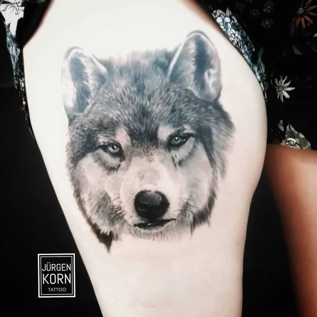 Small Wolf Realistic Tattoo juergenkorntattoo