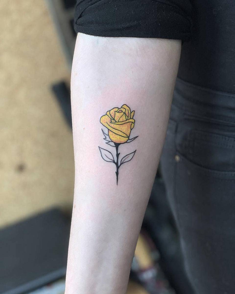 Small Yellow Rose Tattoo -nsmactattoos