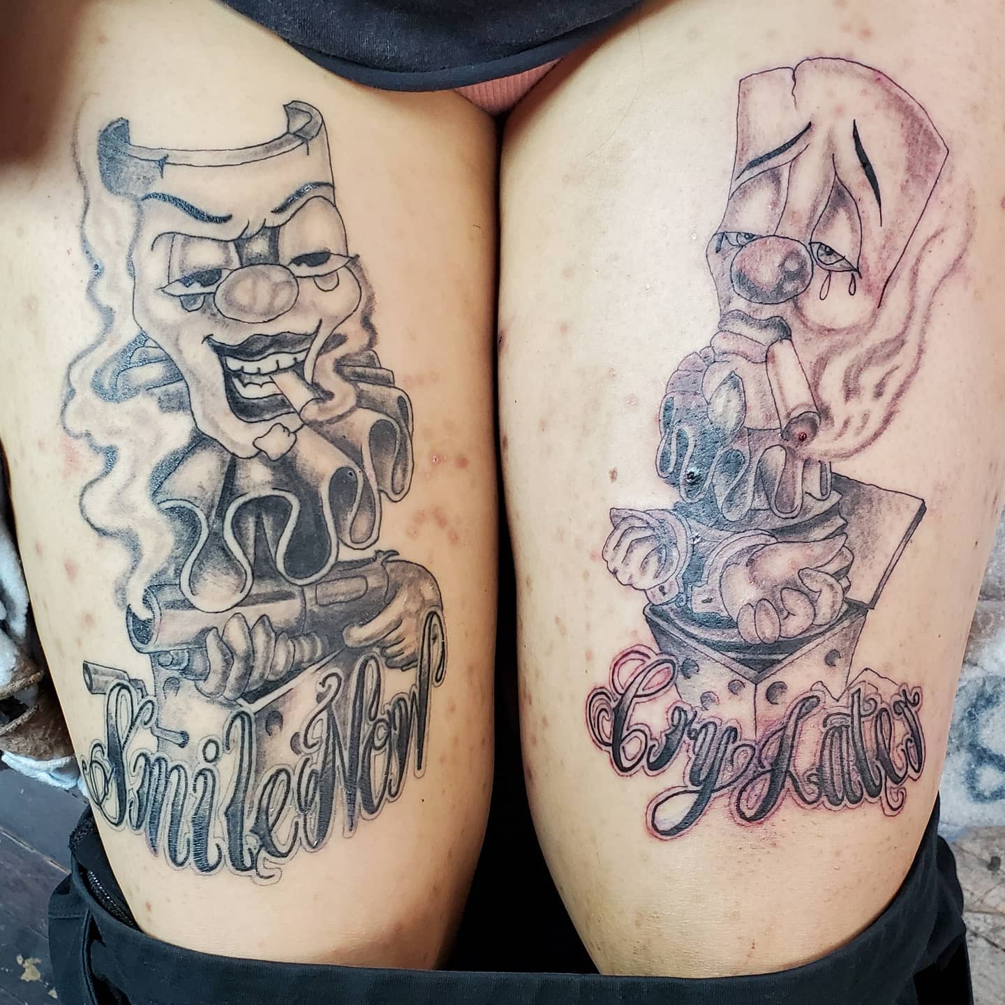 Leg Smile Now Cry Later Tattoo -tattoosbywooz