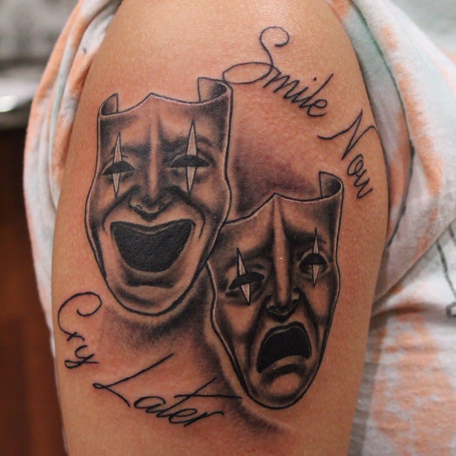 Shoulder Smile Now Cry Later Tattoo -shaneduno
