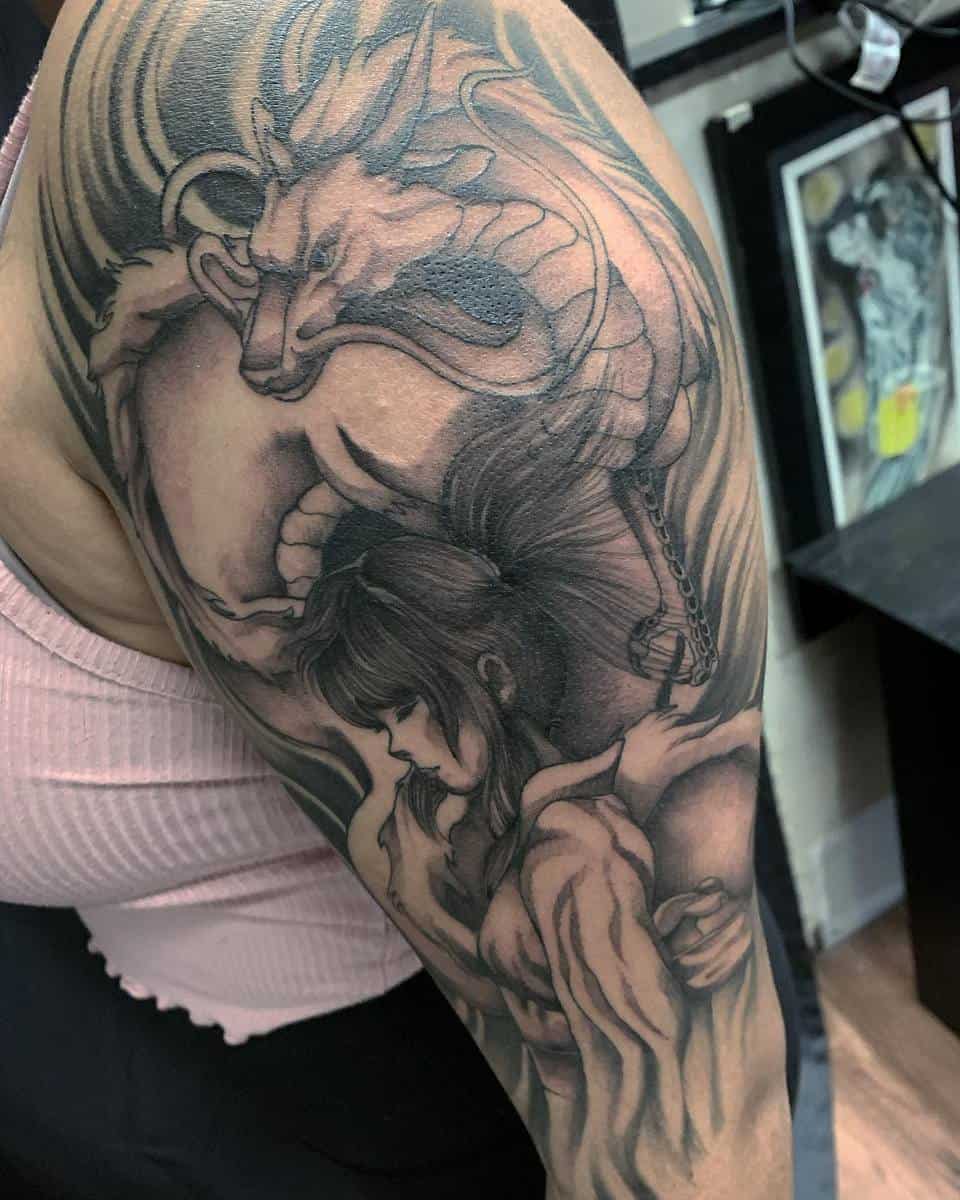 Tatuaje De El Viaje De Chihiro De Studio Ghibli -alexyutattoo