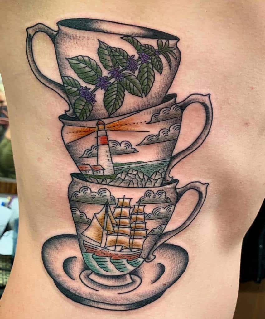 Stacked Teacup Tattoo Alissa K 2