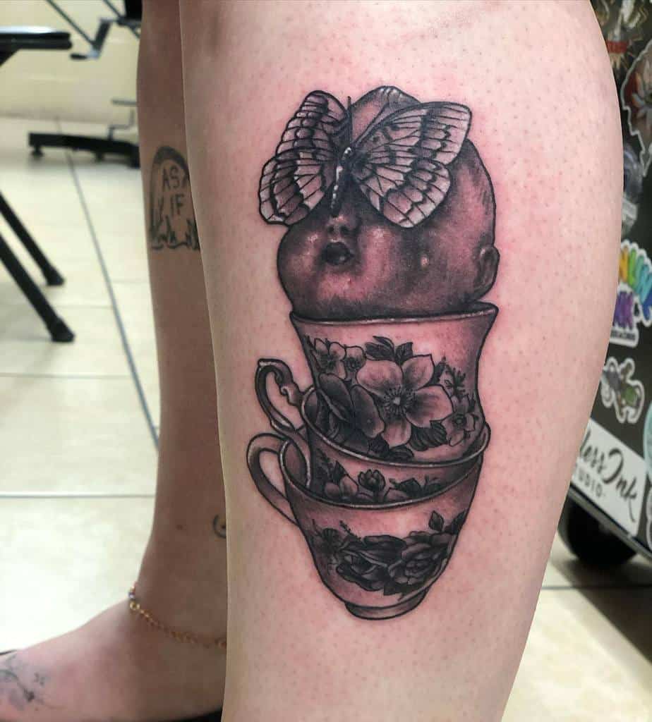 Stacked Teacup Tattoo Brent Megens